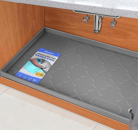 SIKADEER 28" x 22" Under Sink Mat Waterproof, Silicone Mat Kitchen Drawer Shelf and Cabinet Liner, Sink Protector for Kitchen Organizers and Storage, Boot Tray Pet Food Mats by SIKADEER