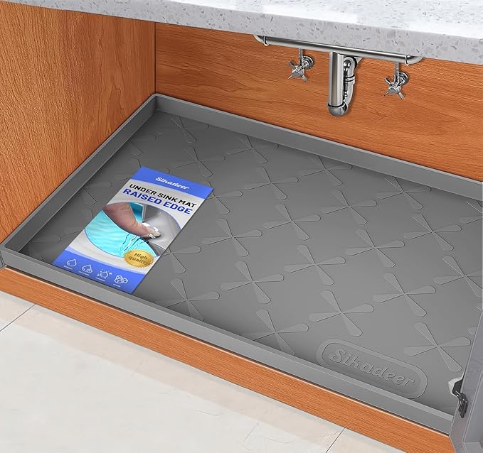 SIKADEER 25" x 19" Under Sink Mat Waterproof, Silicone Mat Kitchen Drawer Shelf and Cabinet Liner, Sink Protector for Kitchen Organizers and Storage, Boot Tray Pet Food Mats by SIKADEER