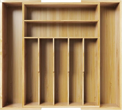 Kitsure Silverware Organizer - Expandable Bamboo Kitchen Drawer Organizer for Cooking Utensils and Cutlery, Sturdy & Thickened Kitchen Organizers and Storage Solution, XX-Large, Natural - Image 3