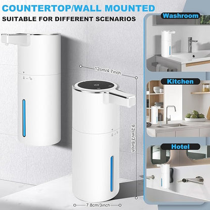 2 Pack Automatic Soap Dispenser: 13.52oz/400ml Wall Touchless Liquid - 4-Level Adjustable Modern Electric Hand Soap Dispenser - Kitchen Bathroom Kids Family White - Image 6
