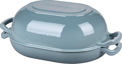 VORRINGARD Enameled Cast Iron Sourdough Bread Oven, Dutch Oven, Loaf Cast Iron Bread Pan for Homemade Bread Baking, Meatloaf Pan with Lid, 7QT, Sea Salt - Image 6