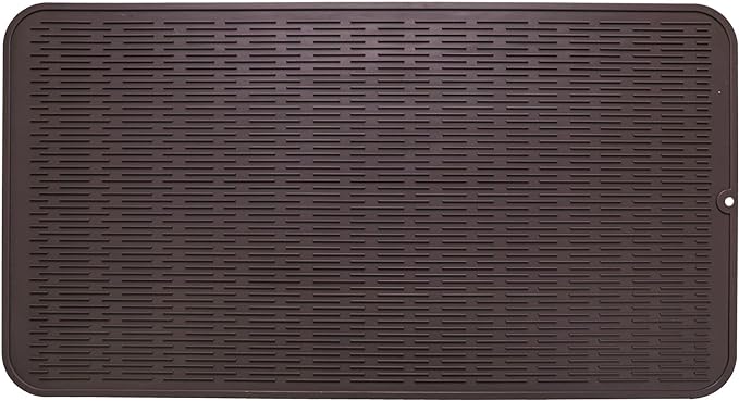 MicoYang Silicone Dish Drying Mat for Multiple Usage,Easy clean,Eco-friendly,Heat-resistant Silicone Mat for Kitchen Counter or Sink,Refrigerator or Drawer Liner Coffee 4XL 32 inches x 18 inches by MicoYang