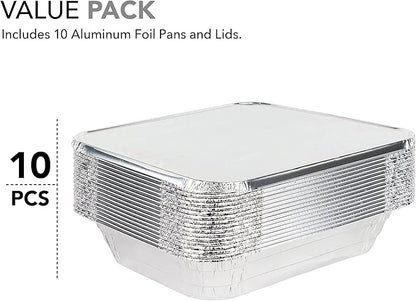 Stock Your Home 9x13 Aluminum Trays with Lids (10 Pack) – Disposable Half Size Deep Pans for Cooking, Storage, BBQ, Grilling, Catering - Image 3