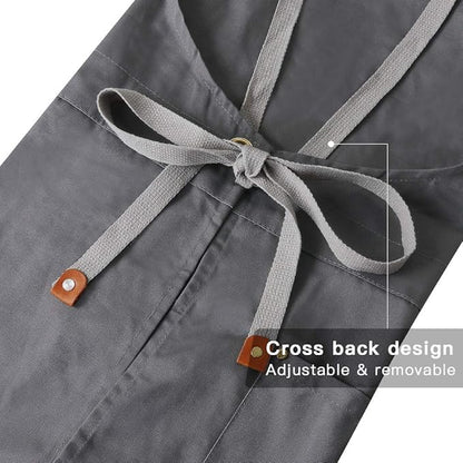 Mignongirl Crossback Apron with Pockets x2,Split Apron with Adjustable Straps,M-XXL - Image 4