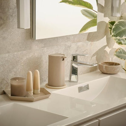 LINE+ARC Modern Easy-to-Press Soap Dispenser (Rose). No-Rust Cute Bathroom Pink Marble Kitchen Sink Ergonomic Liquid Lotion Shampoo Conditioner. - Image 8