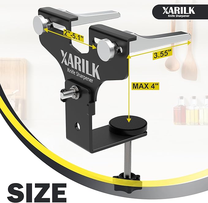 Upgraded Aluminum Knife Sharpener Securing Clip, Adjustable Width 2-5.1", Compatible with XARILK Sharpening Systems GEN2/GEN3