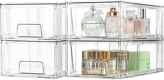 Vtopmart 2 Pack Stackable Storage Drawers,Clear Acrylic Drawer Organizers with Handles, Easily Assemble Containers for Fridge, Bathroom,Kitchen Undersink,Cabinet,Pantry Organization and Storage - Image 8