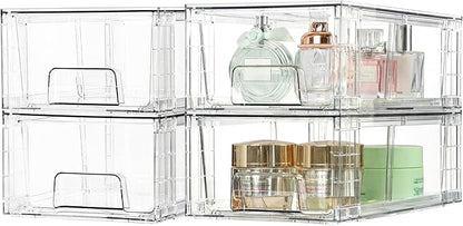 Vtopmart 10 Pack Stackable Storage Drawers,Clear Acrylic Drawer Organizers with Handles, Easily Assemble Containers for Fridge, Bathroom,Kitchen Undersink,Cabinet,Pantry Organization and Storage - Image 8
