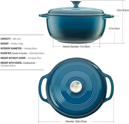 Mercer Culinary Enameled Cast Iron Round Dutch Oven, 6 qt., Turquoise - Image 5