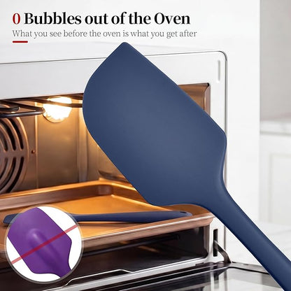 600ºF Heat Resistant Spatula, 11.34 inch High Heat Food Safe Semless Kitchen Silicone Scraper for Cooking Baking Mixing Scraping Stirring Nonstick Cookware Pan Bowl (Midnight Blue)