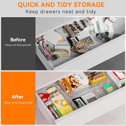 Criusia 36 Pack Large Clear Plastic Drawer Organizer Bins - 6 Size Acrylic Kitchen Drawer Organization and Storage for Utensils Gadgets, Office Bathroom and Vanity Organizer for Makeup Accessoires - Image 5