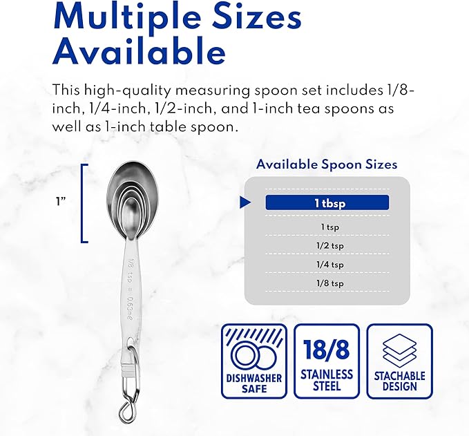 New Star Foodservice 43129 18/8 Stainless Steel Measuring Spoons (Set of 5), Silver - Image 7