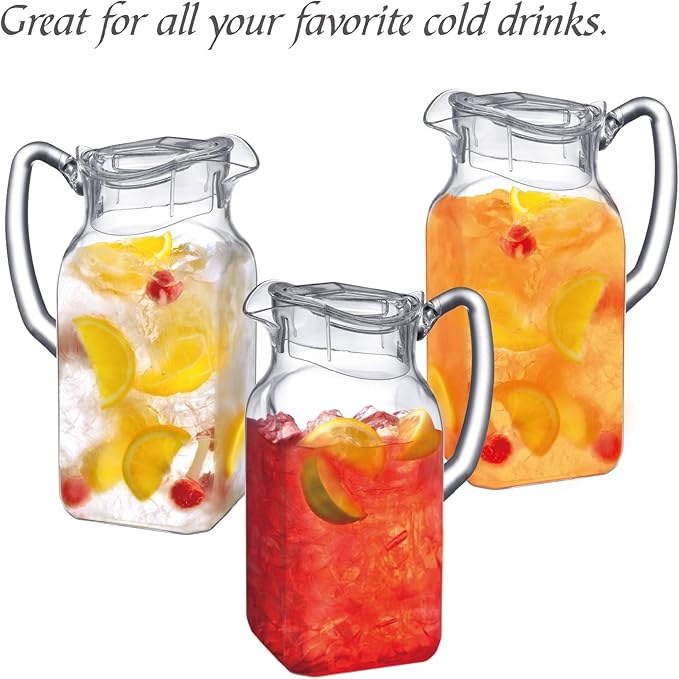 Amazing Abby - Quadly - Plastic Pitcher (64 oz, 2 Quart), Clear Water Pitcher with Lid, Fridge Jug, BPA-Free, Shatter-Proof, Great for Iced Tea, Sangria, Lemonade, Juice, Milk, and More - Image 6