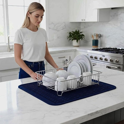 MicoYang Silicone Dish Drying Mat for Multiple Usage,Easy clean,Eco-friendly,Heat-resistant Silicone Mat for Kitchen Counter or Sink,Refrigerator or Drawer Liner Navy Blue 2XL 24 inches x 18 inches - Image 6