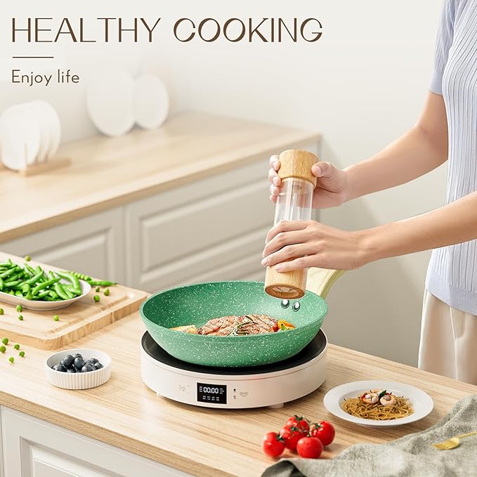 Innerwell Nonstick Frying Pan Skillet, 8 Inch Non Stick Egg Pan Omelet Frying Pans 100% PFOA-Free, Non-Toxic Healthy Cooking Pan, Induction Compatible - Image 7