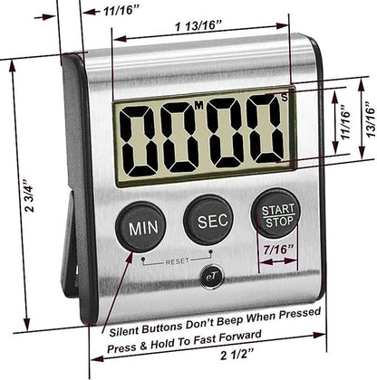 Elegant Digital Kitchen Timer - Stainless Steel Model eT-23, Super Strong Magnetic Back, Loud Alarm, Large Display, Auto Memory, Auto Shut-Off (12-Pack eT-23) - Image 4