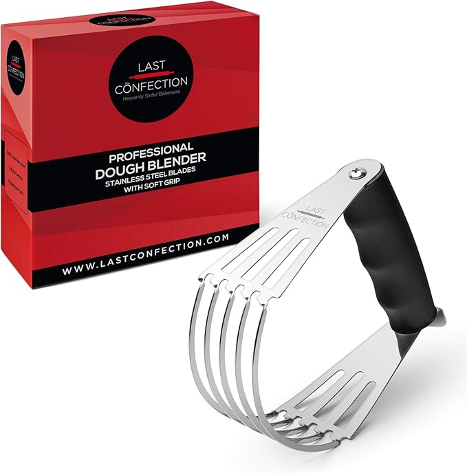 Last Confection Pastry Blender Dough Cutter - Soft Grip Handle & Stainless Steel Blades - Professional Flour Mixer for Pasta, Pie Crust and Cake