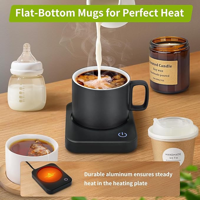 VOBAGA Coffee Mug Warmer for Desk with Auto Shut Off & 3-Temp Settings, Coffee Cup Warmer with Smart Safety Alert Home Office Accessory, Perfect for Coffee, Tea, Milk (Mug for Display) - Image 7