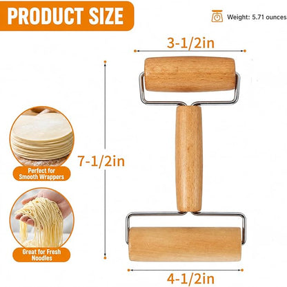 Small Wooden Rolling Pin for Baking, 7 Inch Mini Dough Roller, Non Stick Pizza Roller for Pastry Cookie Tortilla Dumpling Fondant Pie Crust Pasta (GMZ-H)