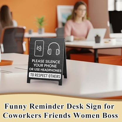 Funny Home Office Reminder Decor Caution Desk Signs Team Gifts for Employees Boss Humorous Shelf Desk Decorations Supplies Cubicle Table Decorations Silence Your Phone White Elephant Gift - Image 6