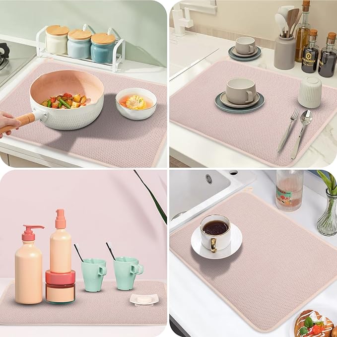 GeeRic Microfiber Dish Drying Mat Happy New Year, Super Absorbent Kitchen Dish Drying Pad for New Year Gift, Reversible for Countertop, 17.8 * 23.6 inch Beige - Image 5