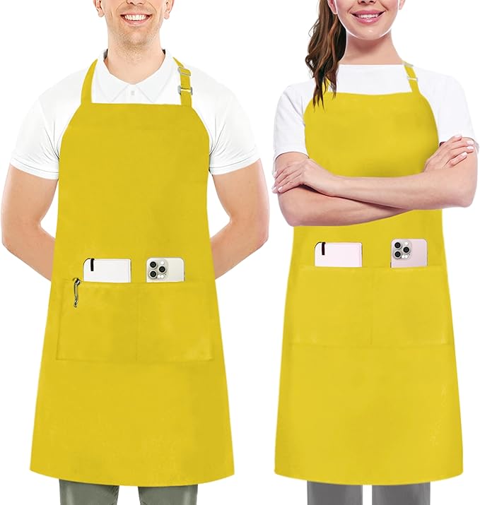 Utopia Kitchen 2 Pack Bib Apron, Adjustable with 2 Pockets, Water and Oil Resistant, Cooking Kitchen Chef Apron for Women Men by UTOPIAKITCHEN