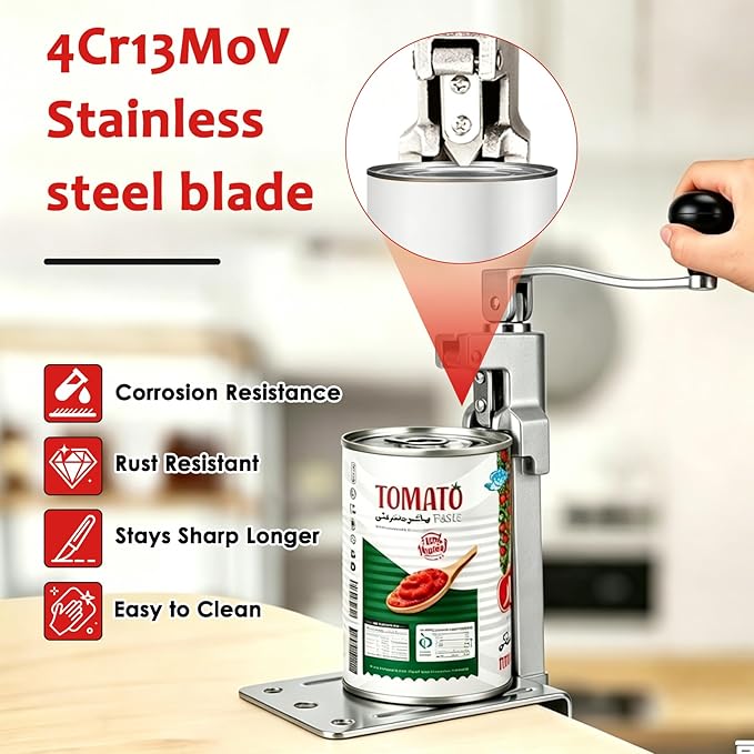 Commercial Manual Can Opener Heavy Duty for #10 Cans,Industrial Can Opener for Big Cans up to 11" Tall,Stainless Steel Blad and Base, Compatible with 11100 Models for Restaurant & Home Kitchen