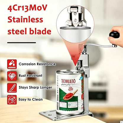 Commercial Manual Can Opener Heavy Duty for #10 Cans,Industrial Can Opener for Big Cans up to 11" Tall,Stainless Steel Blad and Base, Compatible with 11100 Models for Restaurant & Home Kitchen