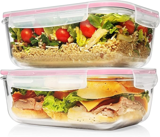Razab 4 PC 1860ml / 63 Oz / 8 Cups Large Glass Food Storage Containers with Lids - Glass Meal Prep Containers for Roasting & Storing Leftover, Lunch Container with Lids, Microwave & Oven Safe - Image 7