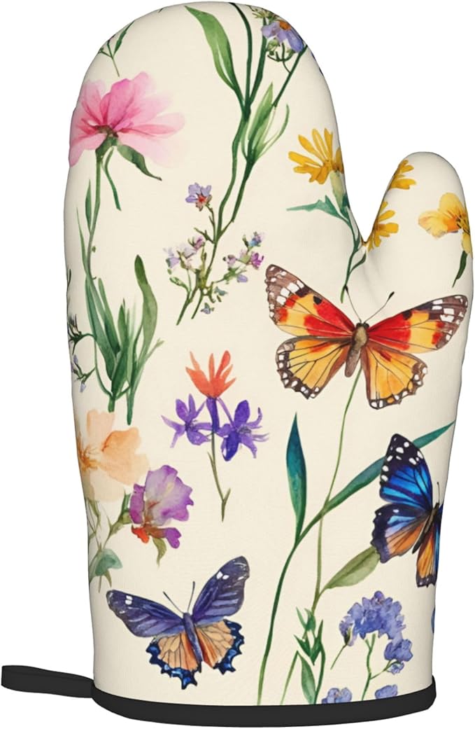 Vintage Floral Oven Mitts and Pot Holders Spring Summer Kitchen Accessories Set of 2 Wildflower Herb Flowers Gloves Potholder for Chef Cooking Baking Grilling BBQ - Image 8