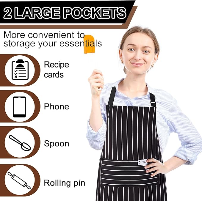 Janmercy 24 Pcs Aprons for Women Men with 2 Pockets Linen Cooking Kitchen Apron Adjustable Bib Chef Apron Bulk Aprons Unisex
