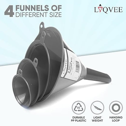 Funnel Gray in 4 Different Sizes (122, 101, 76 & 50mm) Durable & Non-Toxic Food Grade Plastic -Funnels for Filling Bottles or Containers – Ideal for Kitchen, Garage & Labs - Image 5