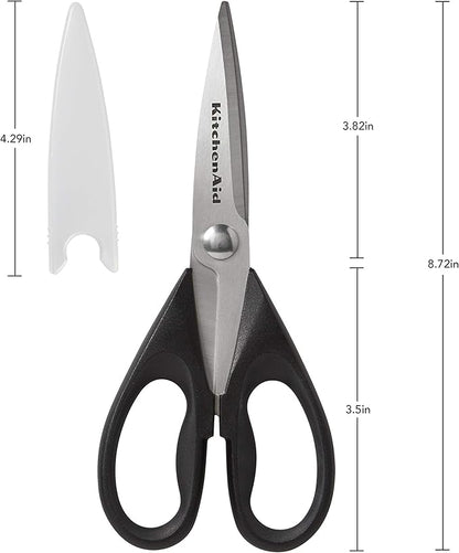 KitchenAid Classic Multifunction Can Opener/Bottle Opener, 8.34-Inch, Black & All Purpose Shears with Protective Sheath, One Size, Black
