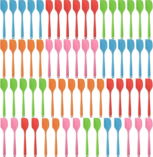 Irenare 65 Pcs Mini Silicone Spatulas Bulk 8.3 Inch Heat Resistant Scrapers Rubber Spatulas Seamless Design Non Stick Flexible for Kitchen Use Cooking Baking Mixing by Irenare