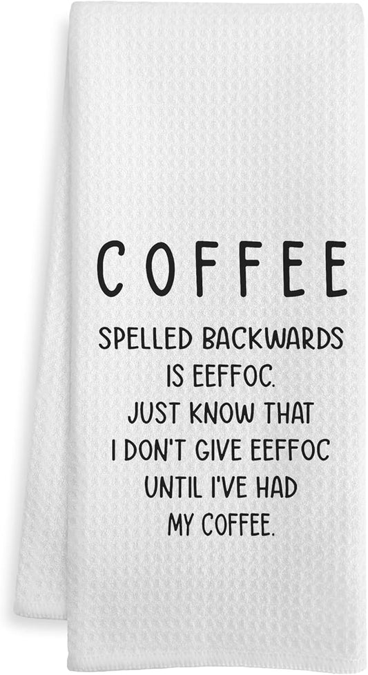 Funny Coffee Kitchen Towels, Gifts for Coffee Lovers Dish Tea Bar Towel, Housewarming Gifts Decorative Hand Towels for Kitchen Cafes Shop Decor, 16x24 Inch