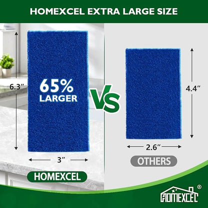 HOMEXCEL Extra Large Dish Sponge for Cleaning, Safe on Non-Stick Cookware, XL Non-Scratch Sponges Kitchen 6 Count, Dual Sided Scrub Sponges for Kitchen, Household, Bathroom and More - Image 2