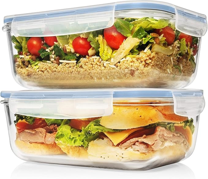 Razab 4 PC 1860ml / 63 Oz / 8 Cups Large Glass Food Storage Containers with Lids - Glass Meal Prep Containers for Roasting & Storing Leftover, Lunch Container with Lids, Microwave & Oven Safe - Image 7