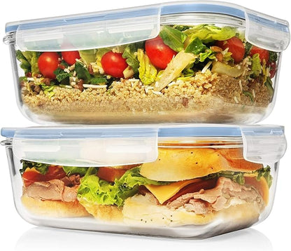 Razab 4 PC 1860ml / 63 Oz / 8 Cups Large Glass Food Storage Containers with Lids - Glass Meal Prep Containers for Roasting & Storing Leftover, Lunch Container with Lids, Microwave & Oven Safe - Image 7