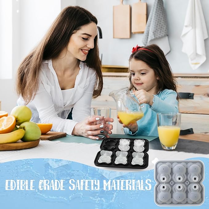 3D Bear Ice Cube Mold, Large Ice Cube Tray with Lid for Cocktail Whiskey Bourbon, Teddy Bear Ice Cube Trays for Freezer Fun Shape, Big Ice Molds Cute Candies Chocolate Mold, Black