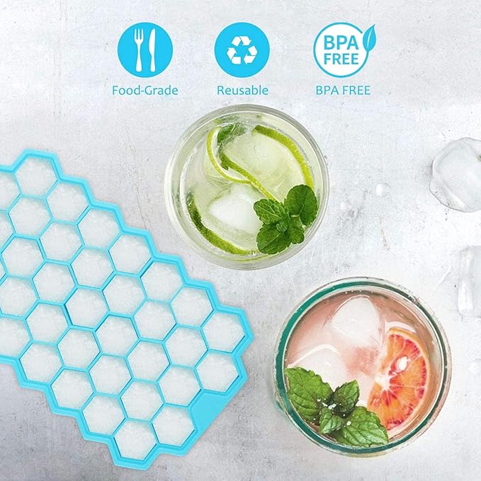 Azyh Ice Cube Trays with Lid, 2 Pack Silicone Ice Cube Trays with Lid-37 Grid, Easy-Release 74 PCS Small Ice Cubes for Iced Coffee Cocktail Whisky Chocolate Soup Food,BPA Free,Durable,Dishwasher Safe - Image 6