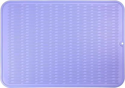 MicoYang Silicone Dish Drying Mat for Multiple Usage,Easy clean,Eco-friendly,Heat-resistant Silicone Mat for Kitchen Counter or Sink,Refrigerator or Drawer Liner Light Purple 2XL 24 inches x 18 inches by MicoYang