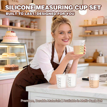 1Cup/250ml Silicone Measuring Cups 4-Pack Set, Reusable 8oz Silicone Cups Set for Prepping Cooking Baking, Melting Butter Chocolate Dishwasher Microwave Safe Baking Supplies