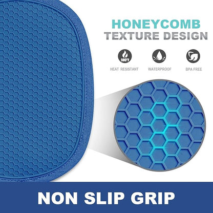 2-Pack Silicone Pot Holders for Kitchen Heat Resistant up to 500°F, Non-Slip Large Hot Pads with Pocket, Quilted Liner Trivets for Countertops Hot Pots and Pans (RoyalBlue) - Image 3