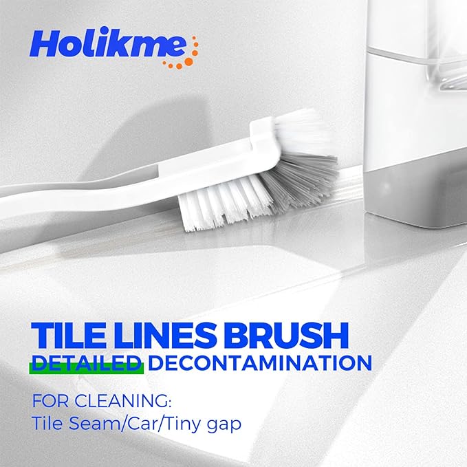 Holikme 7 Pack Deep Cleaning Brush Set, Scrub Brush, Grout Brush, Pool Brush, Scrub Pads with Scraper Tip Scouring Pads, for Pool Walls, Bathroom, Floor, Bike, Tub, Shower and Kitchen Surface (Brown) - Image 4