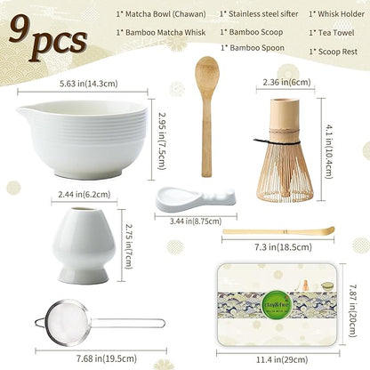 Clay&Fire Matcha Whisk Set, Ceramic Matcha Set, Matcha Bowl with Spout and Whisk,9 pcs Matcha Tea Kit for Matcha Lovers, Ideal Gift Christmas, Birthday（Beige） - Image 6
