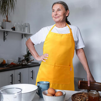 Orange Yellow Apron for Women with Pockets | Lightweight and Adjustable Apron