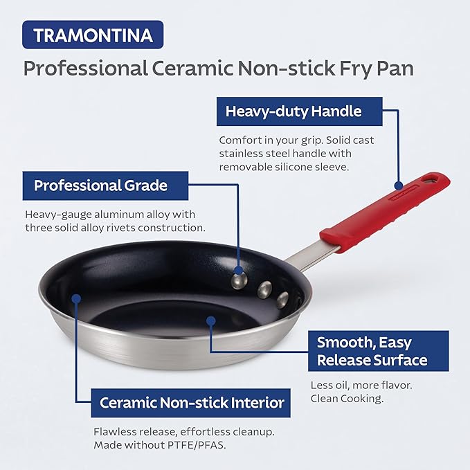 Tramontina Professional 14-Inch Ceramic Non Stick Extra Large Frying Pan, Heavy-Gauge Aluminum Skillet with Ceramic Nonstick Coating, Dishwasher and Oven Safe, Black - Image 3