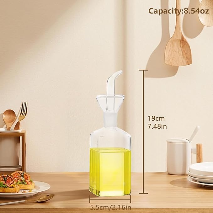 LandHope Oil Bottle Glass Olive Oil Dispenser Bottle Glass Cooking Oil Vinegar Measuring Dispenser With Spout for Kitchen and BBQ (250ml/8.54oz) - Image 4