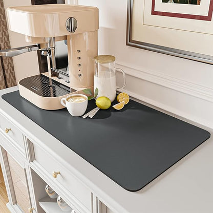 AMOAMI-Coffee Mat Hide Stain Rubber Backed Absorbent Dish Drying Mat for Kitchen Counter-Fit Under Coffee Bar Accessories Maker Machine Pot Espresso Machine Dish Rack by AMOAMI