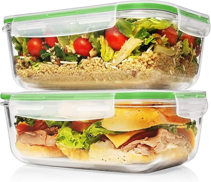 Razab 4 PC 1860ml / 63 Oz / 8 Cups Large Glass Food Storage Containers with Lids - Glass Meal Prep Containers for Roasting & Storing Leftover, Lunch Container with Lids, Microwave & Oven Safe - Image 7